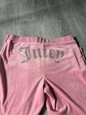 Juicy Couture Pink Velour Track pants with Rhinestone Juicy Logo